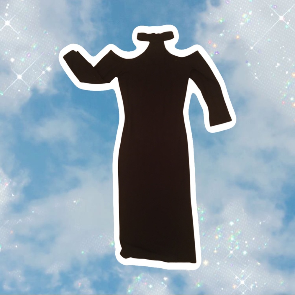 S - Off shoulder black choker dress